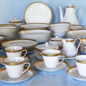 Beautiful Golden Huge  Krautheim and Adelberg Dinnerware Set!Made In  Germany!